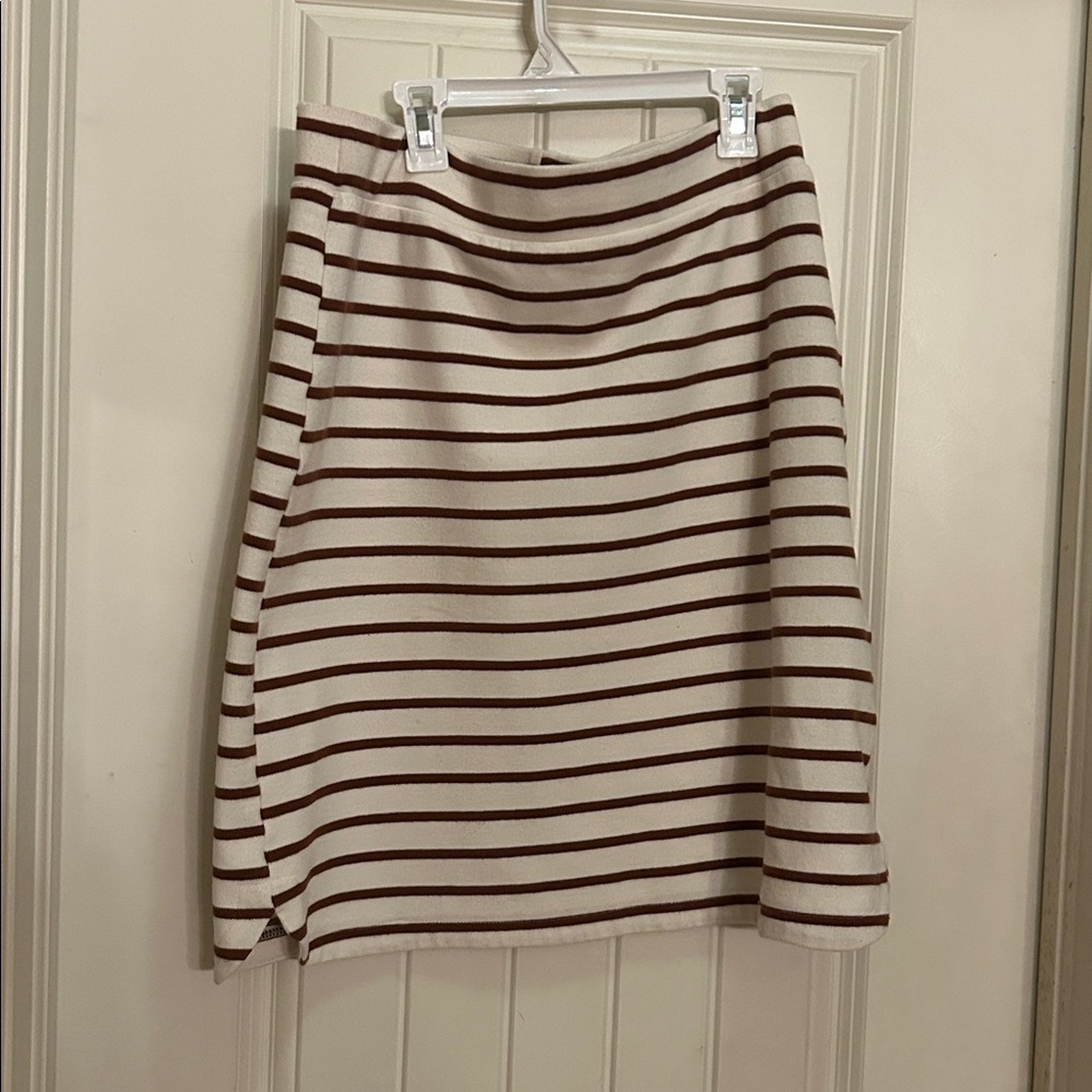 BOHME Medium Striped Cream Brown Knit Skirt